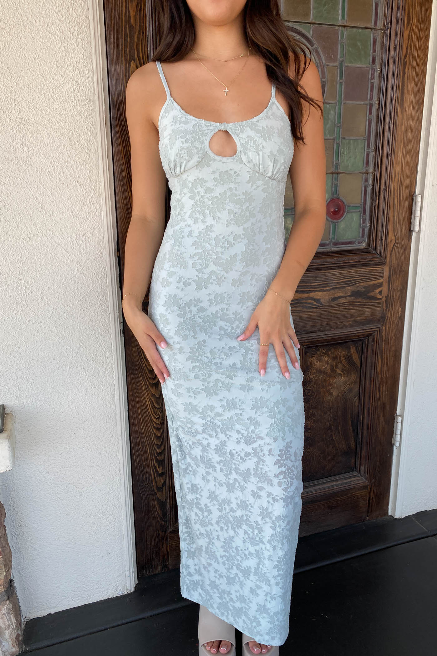 Textured Floral Maxi Dress