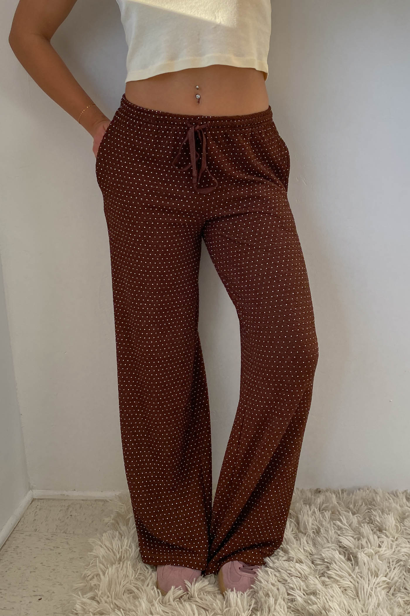 Swiss Dot Wide Leg Pants