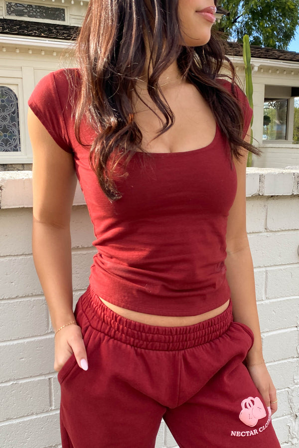 Basic Square Neck Short Sleeve Top