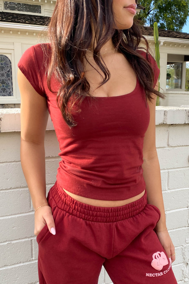 Basic Square Neck Short Sleeve Top