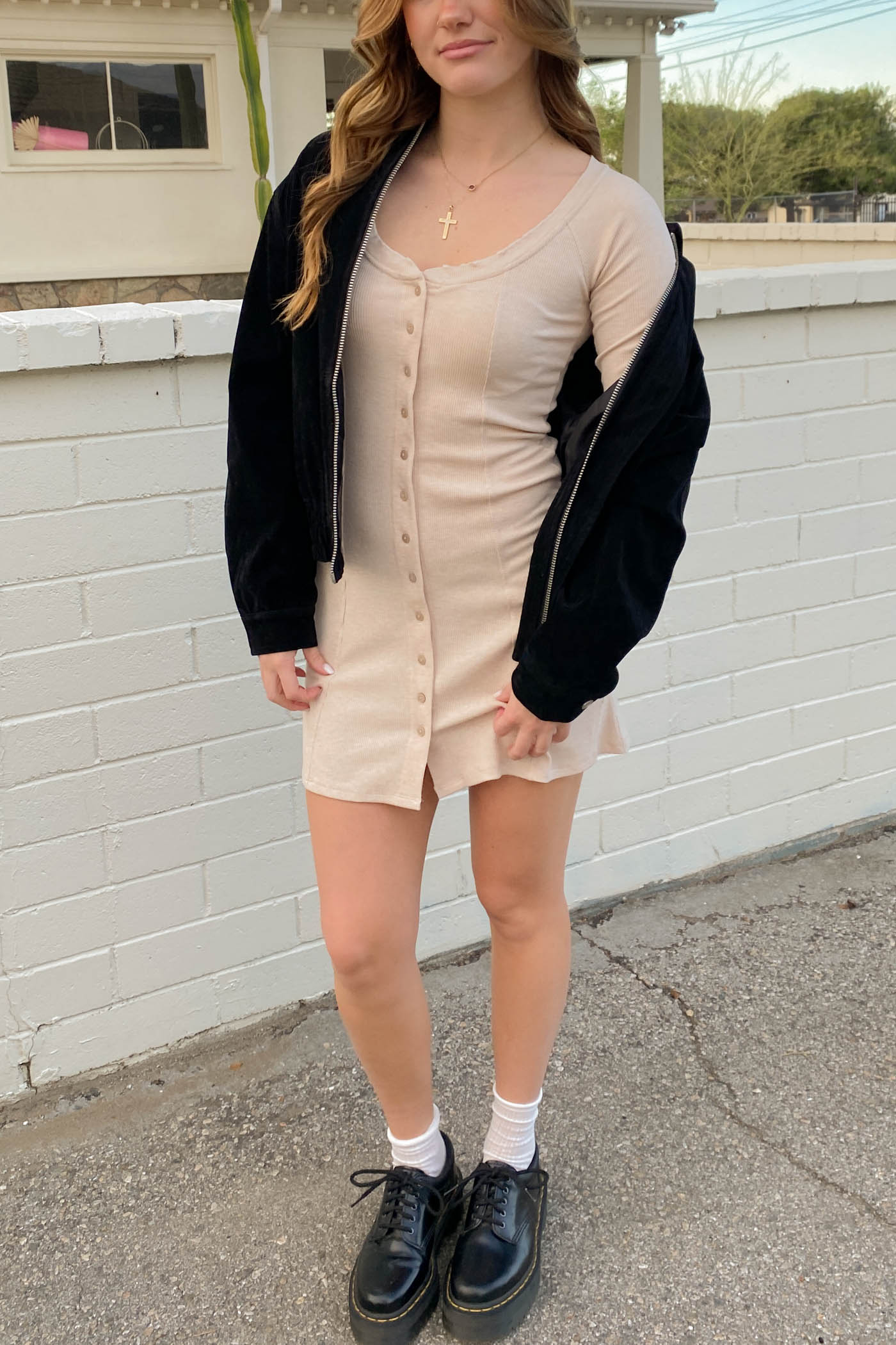 Button Up Long Sleeve Dress