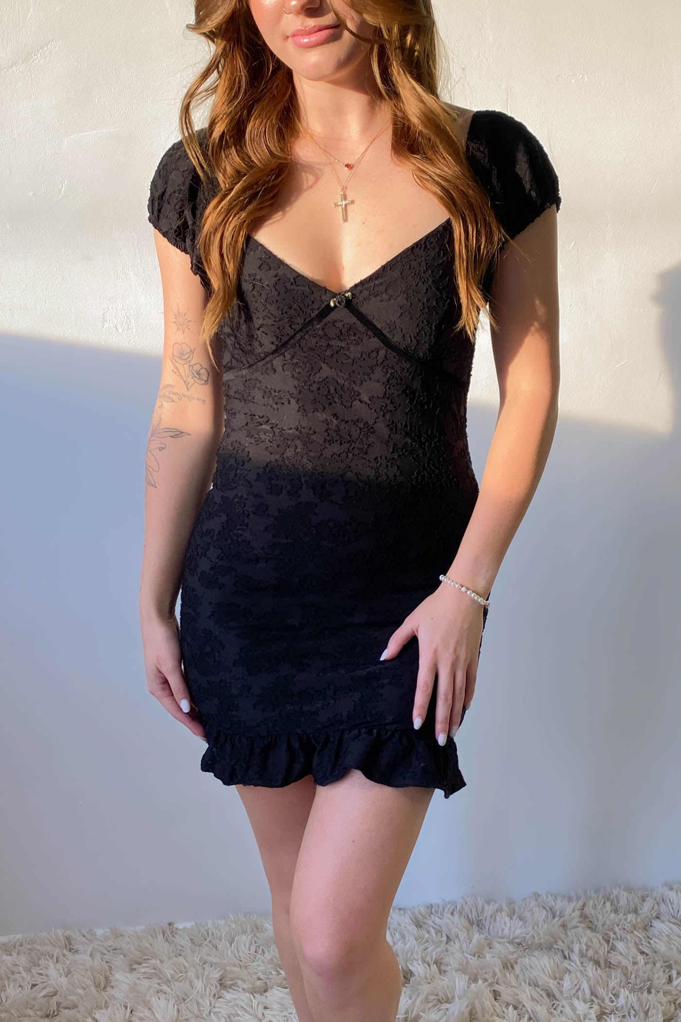 Textured Floral Mini Dress