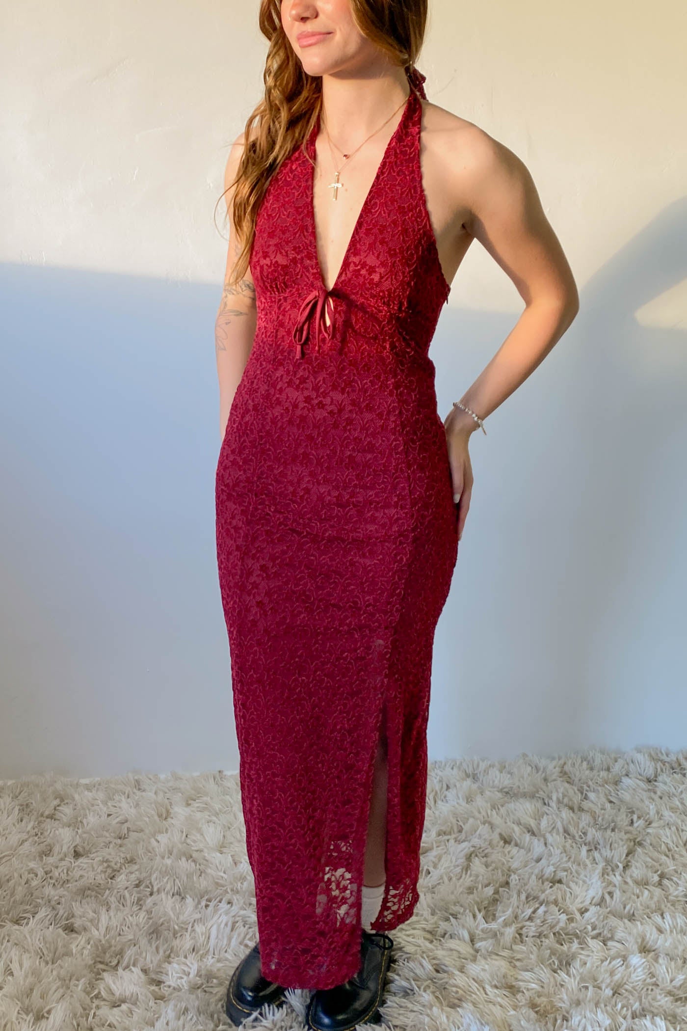 Lace Halter Midi Dress