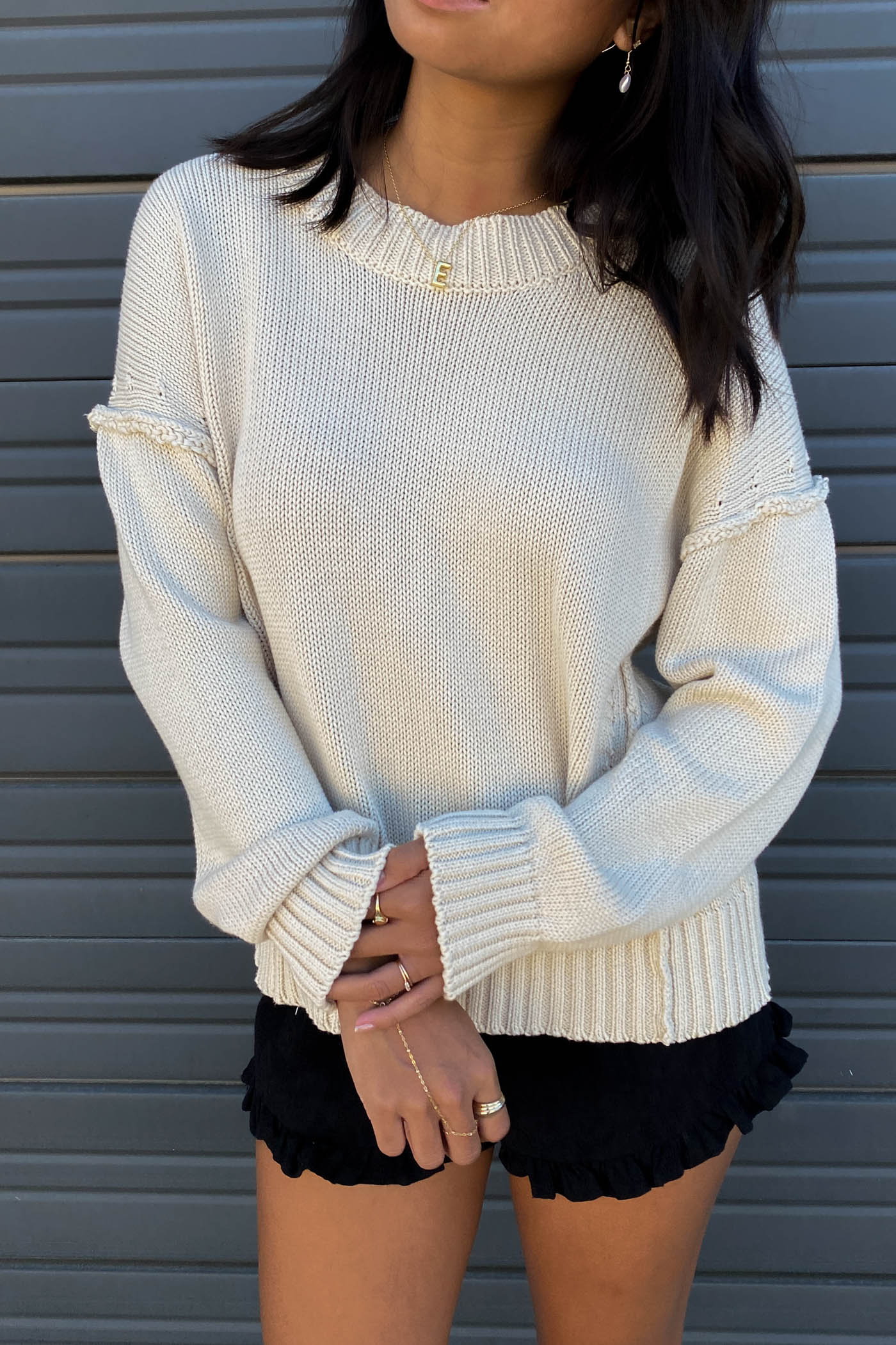 Reverse Stitch Knit Sweater