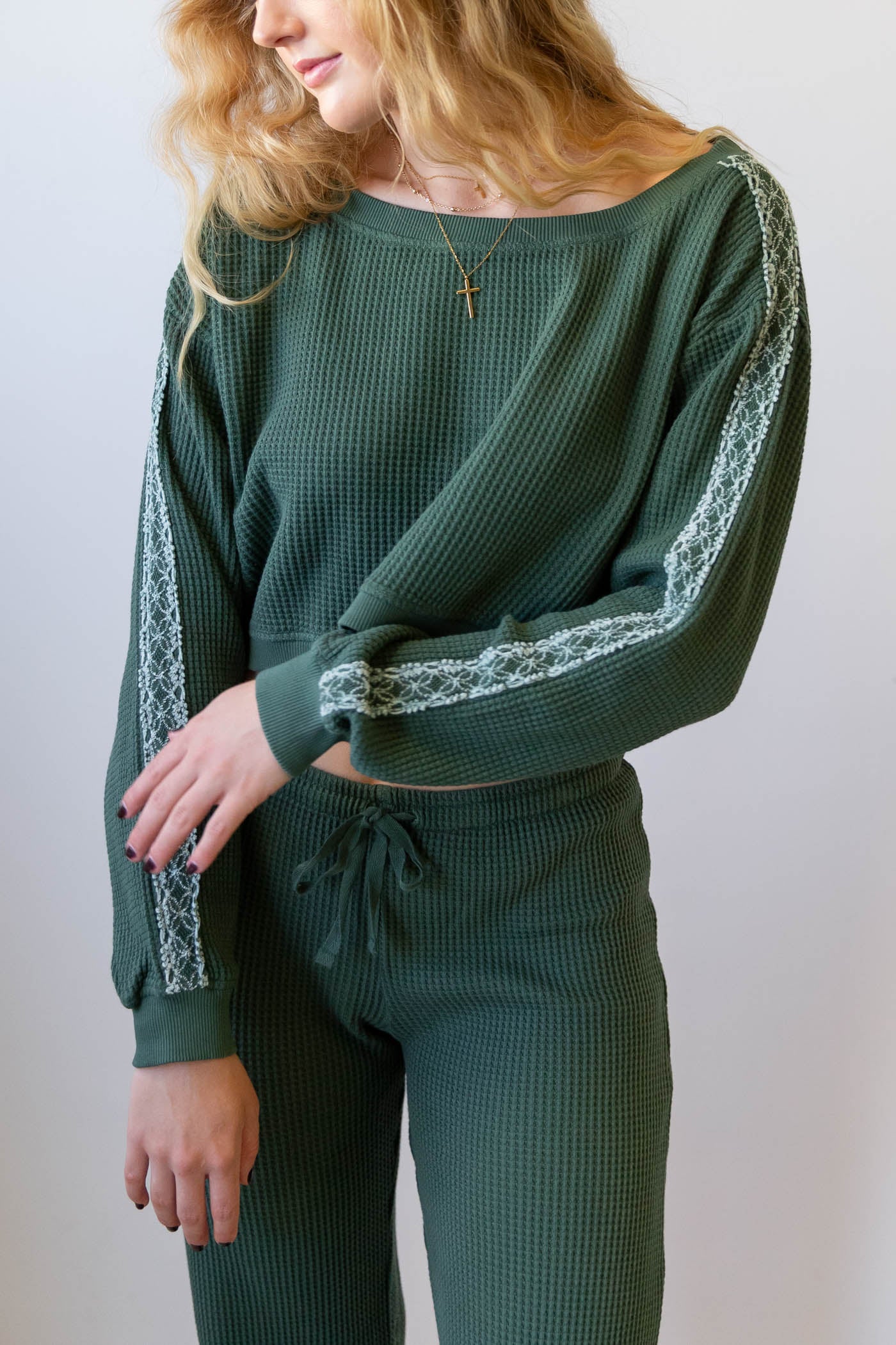 Waffle Knit Crew Top