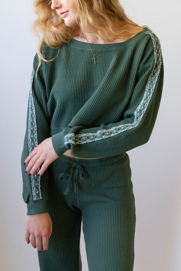 Waffle Knit Crew Top