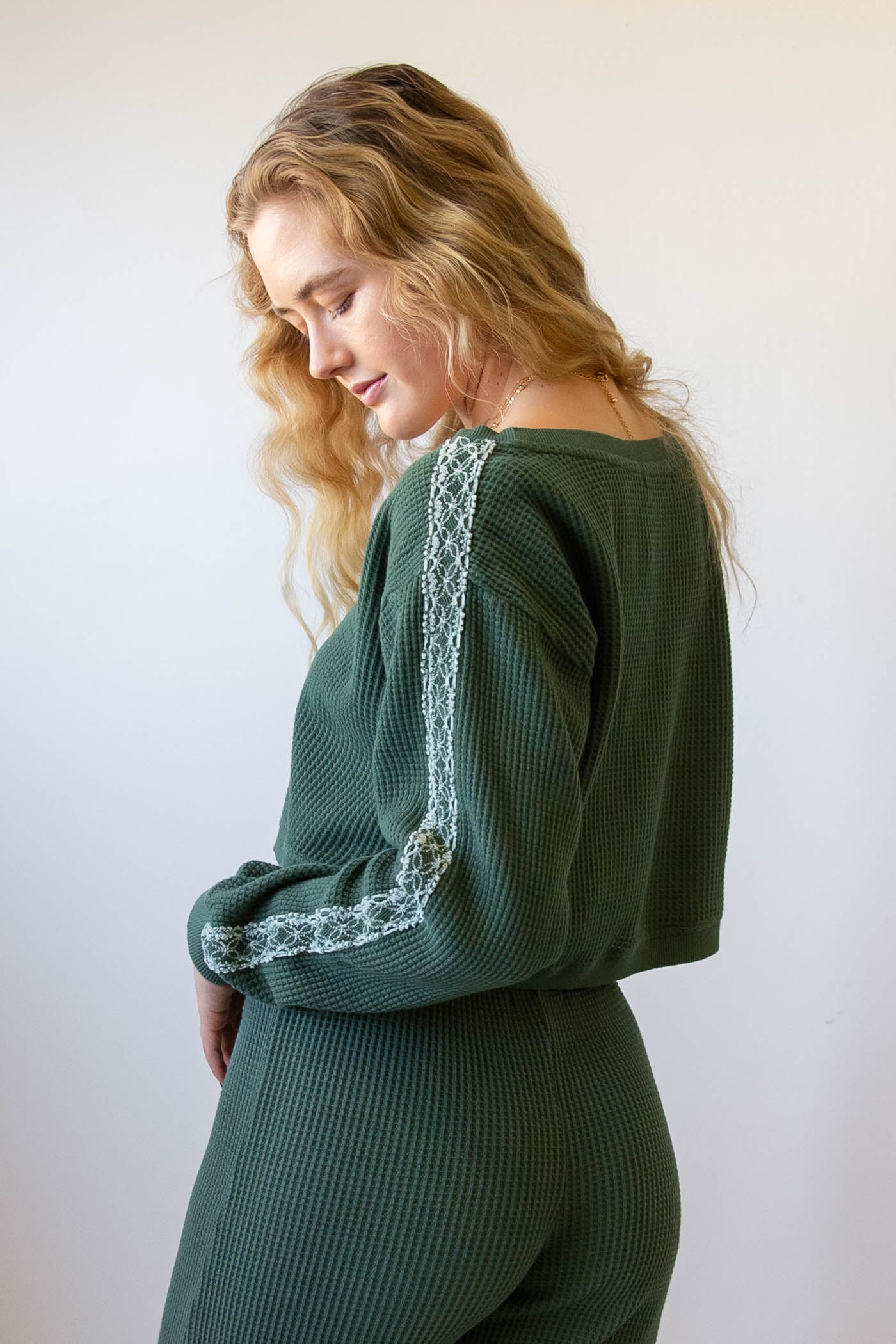 Waffle Knit Crew Top