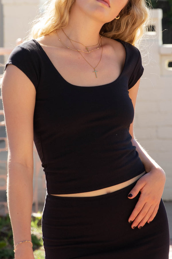 Basic Square Neck Short Sleeve Top