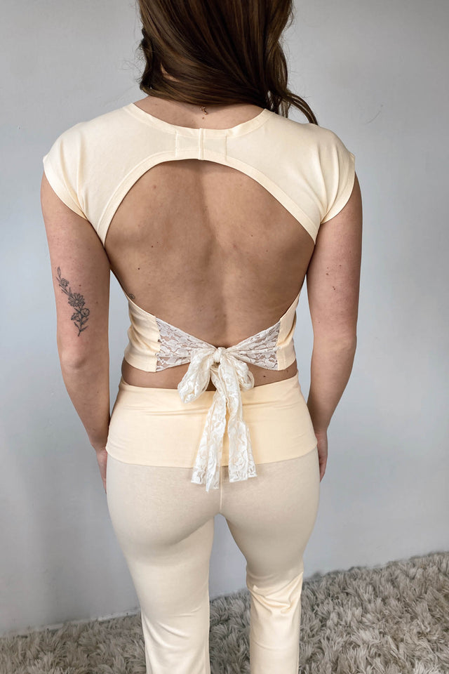 Open Back Top With Lace Tie