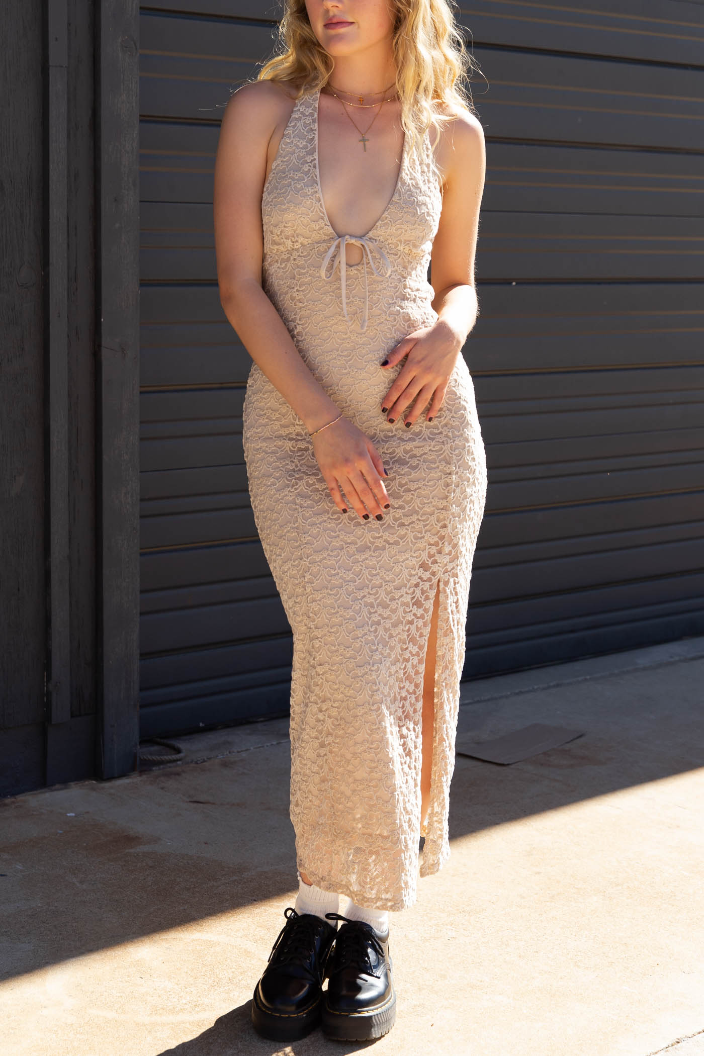 Lace Halter Midi Dress