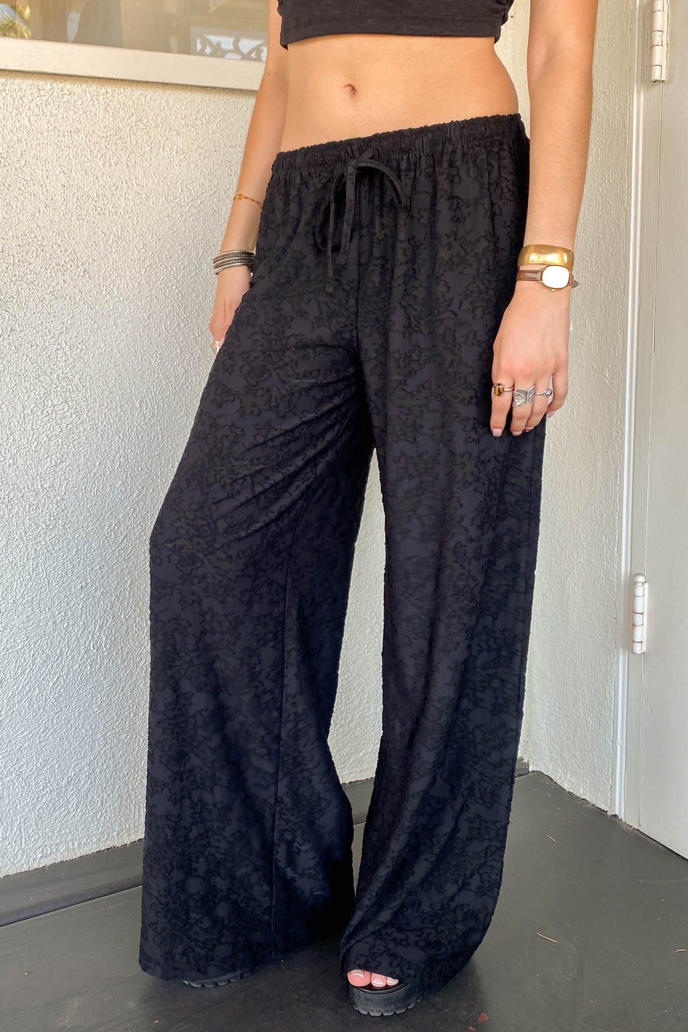 Textured Floral Pants