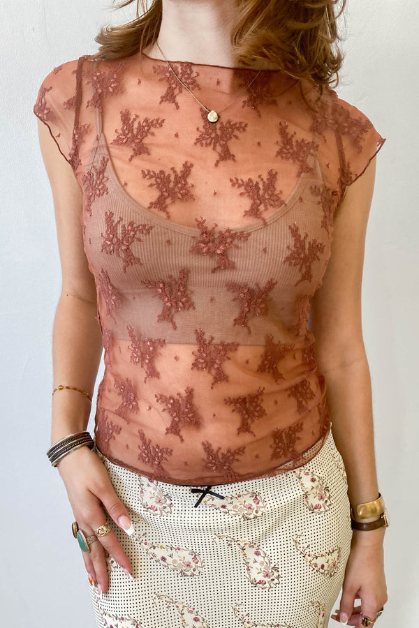 Short Sleeve Lace Layering Top
