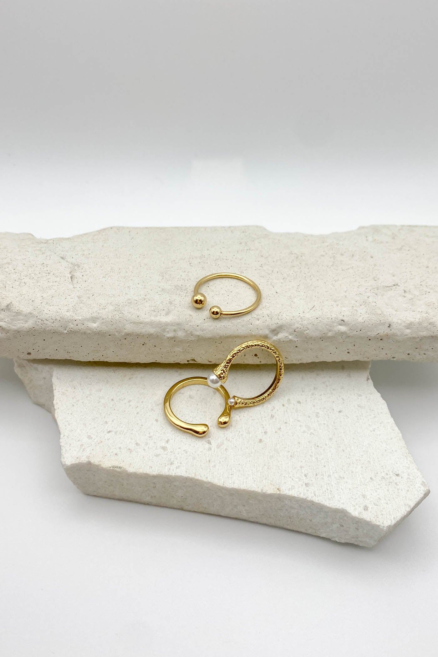 Gold Dipped Pearl & Gold Ring Set