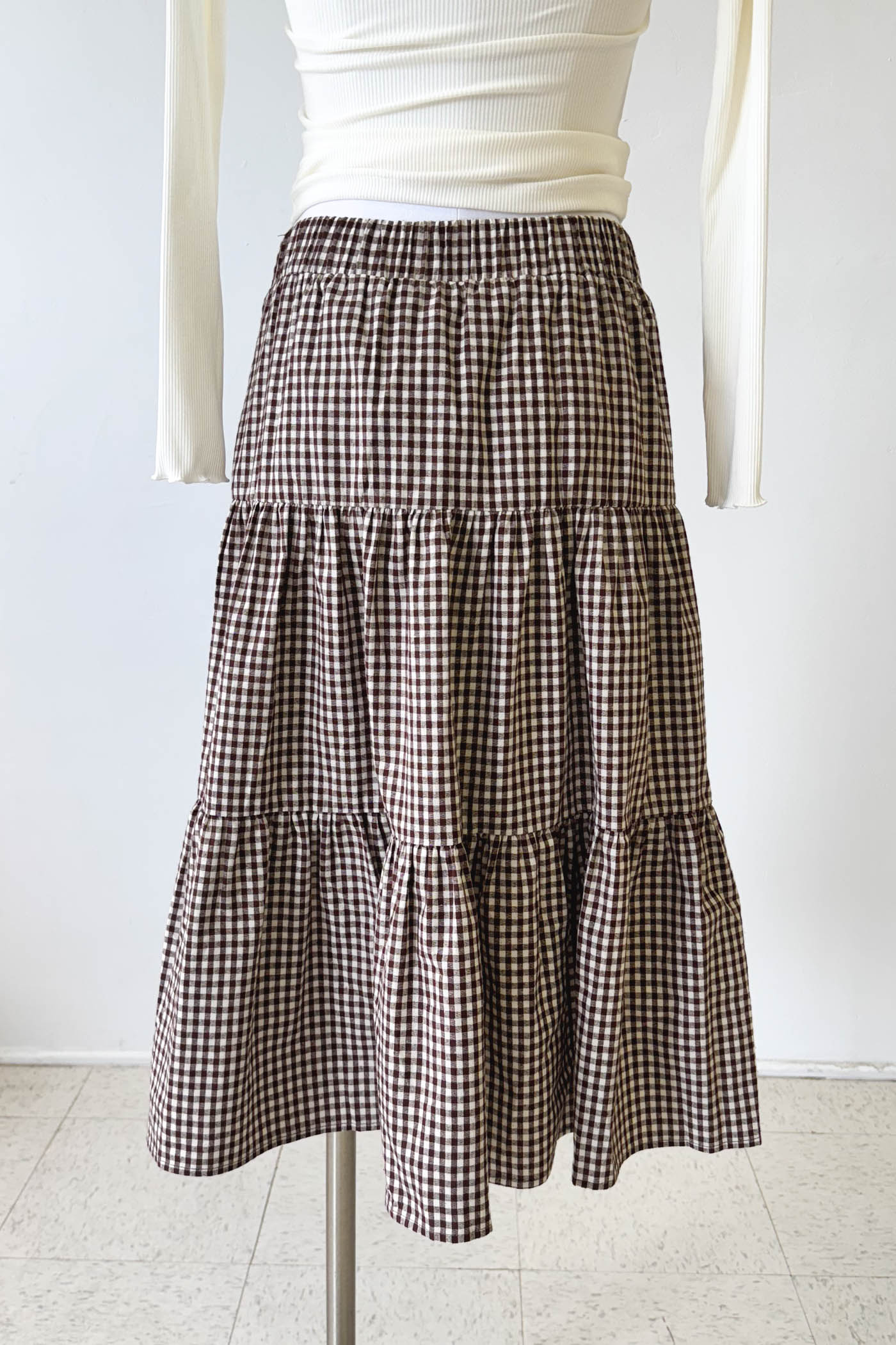 Gingham Tiered Maxi Skirt