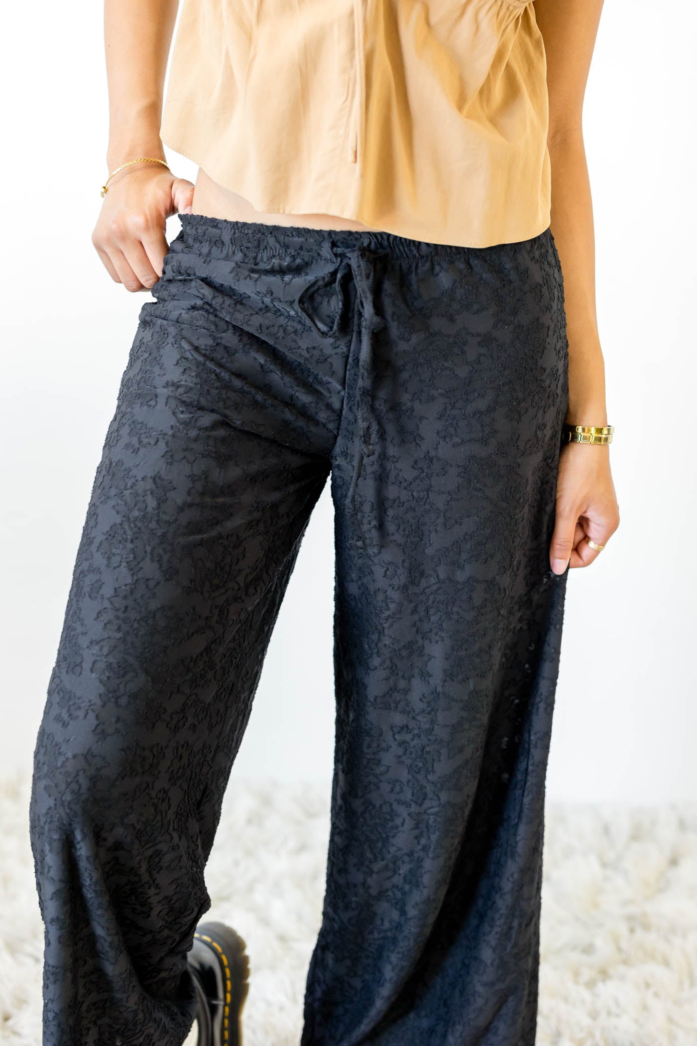 Textured Floral Pants