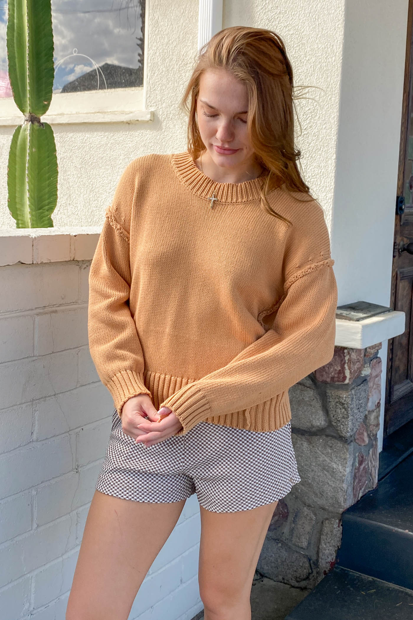 Reverse Stitch Knit Sweater