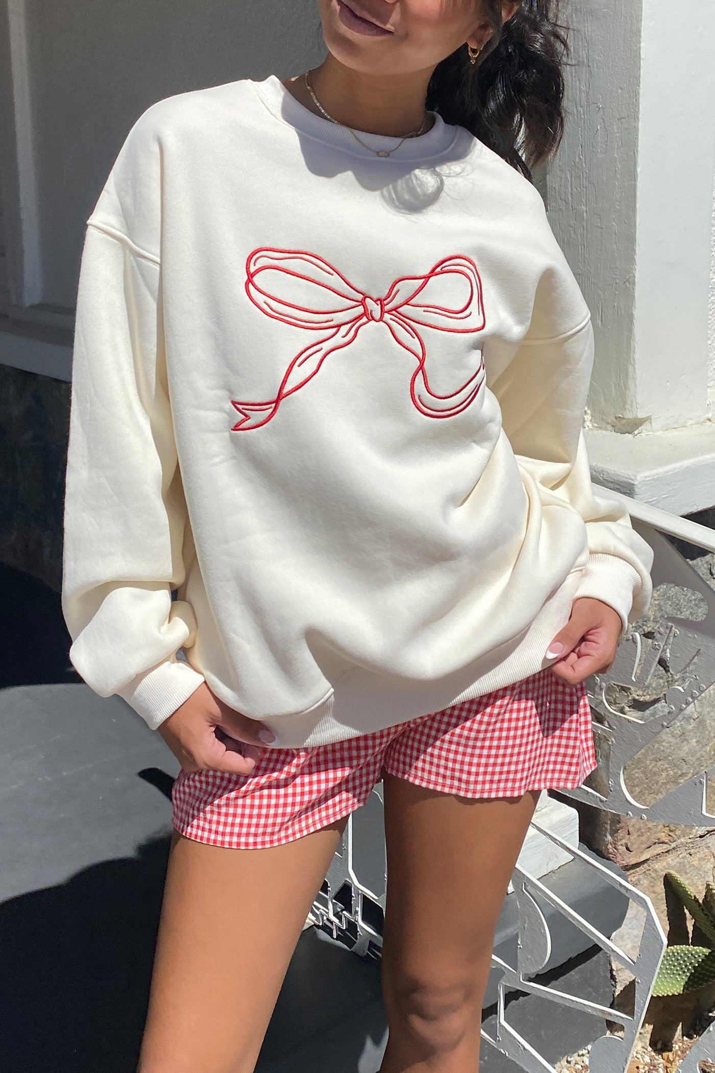 Bow Embroidered Sweatshirt