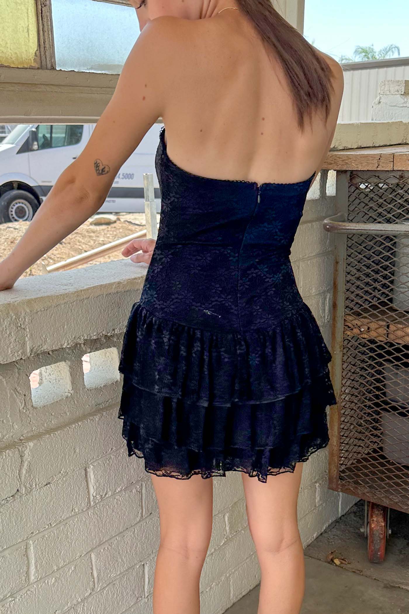 Lace Strapless Mini Dress