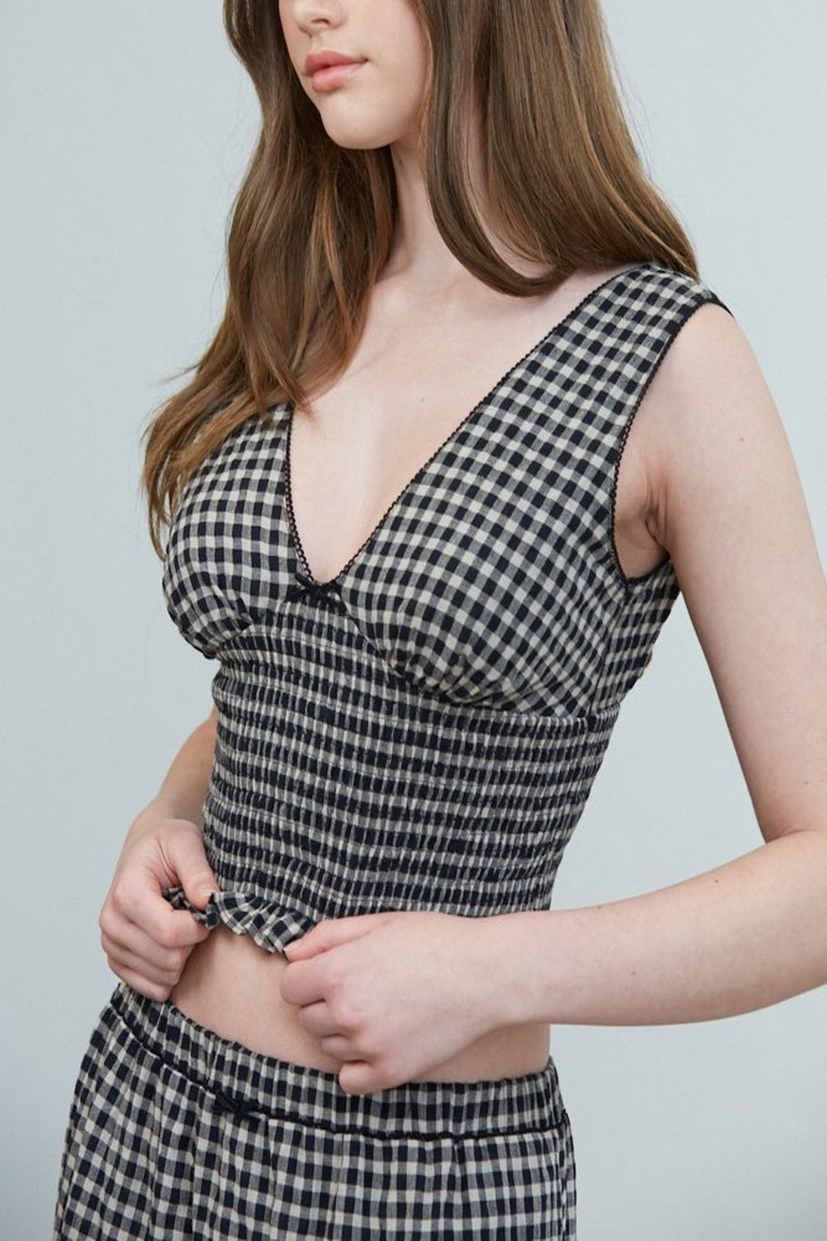 Gingham Smocked Top