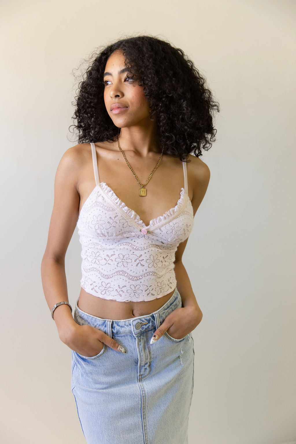 Stretch Lace Floral Cami Top