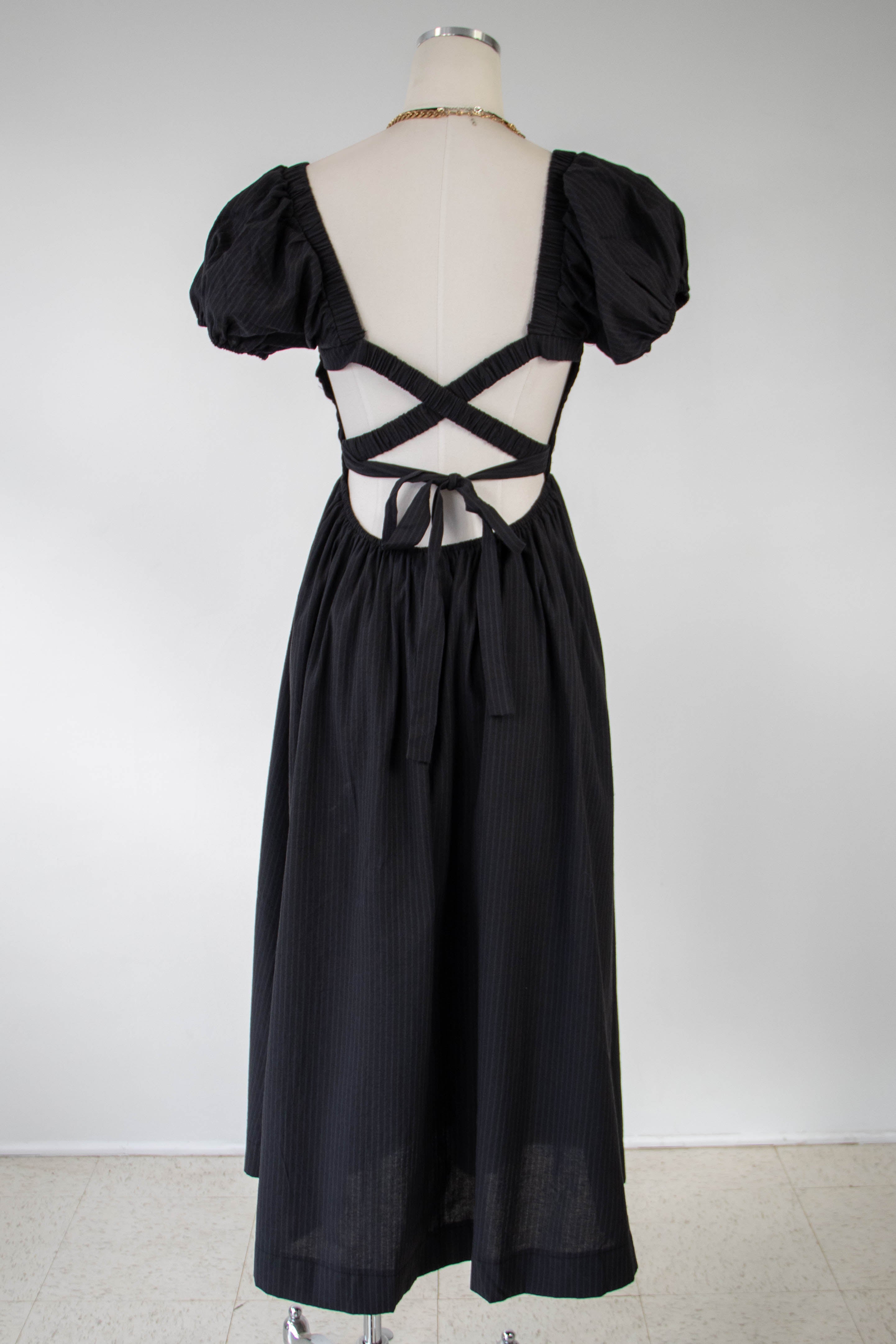 Puff Sleeve Backless Maxi Dress by For Good