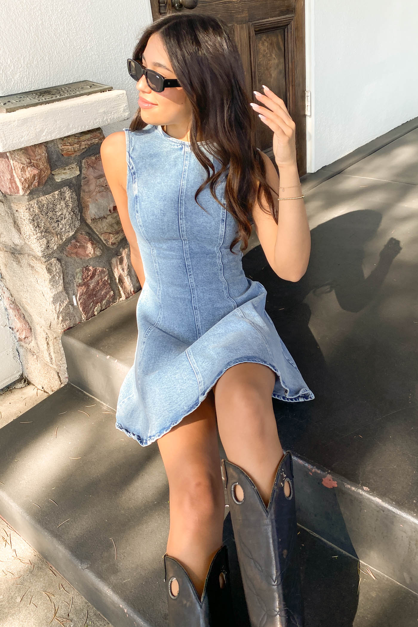 Denim Mini Dress by For Good