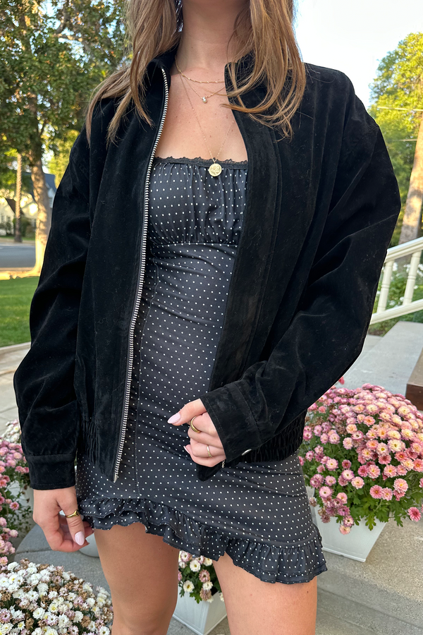 Faux Suede Bomber Jacket