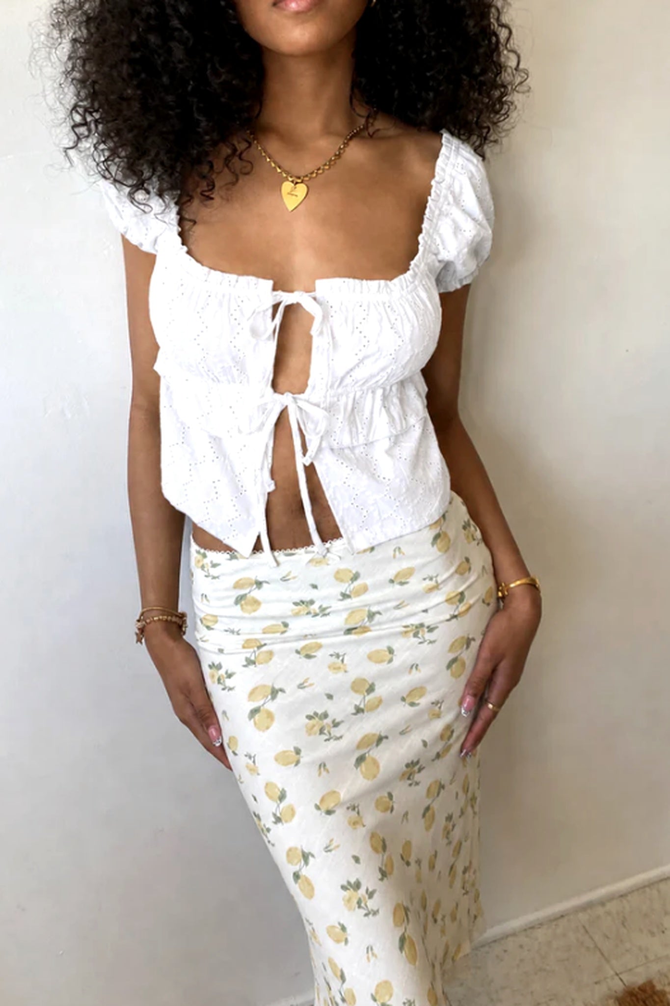 Split Front Eyelet Top