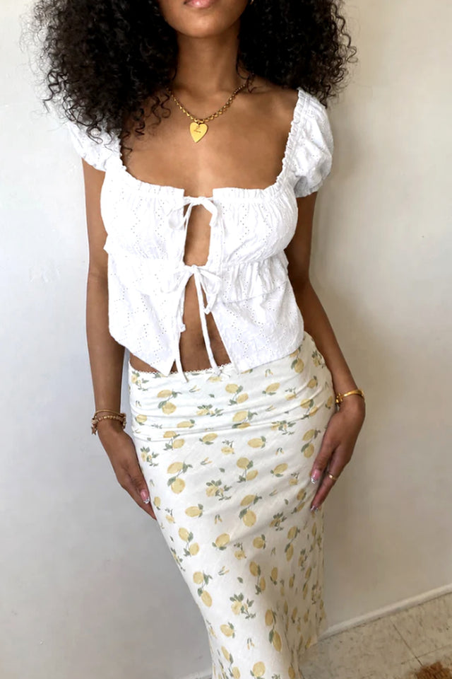Split Front Eyelet Top