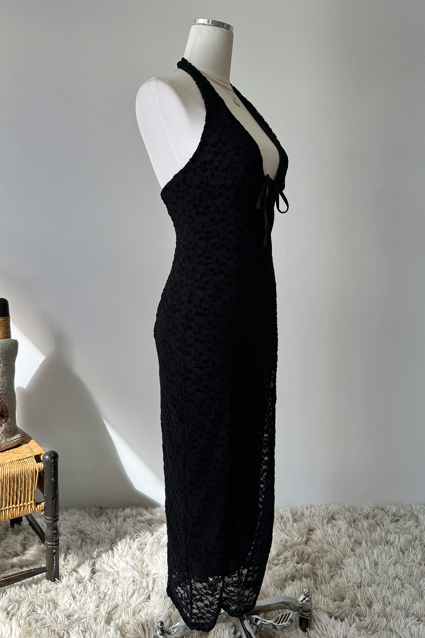 Lace Halter Midi Dress