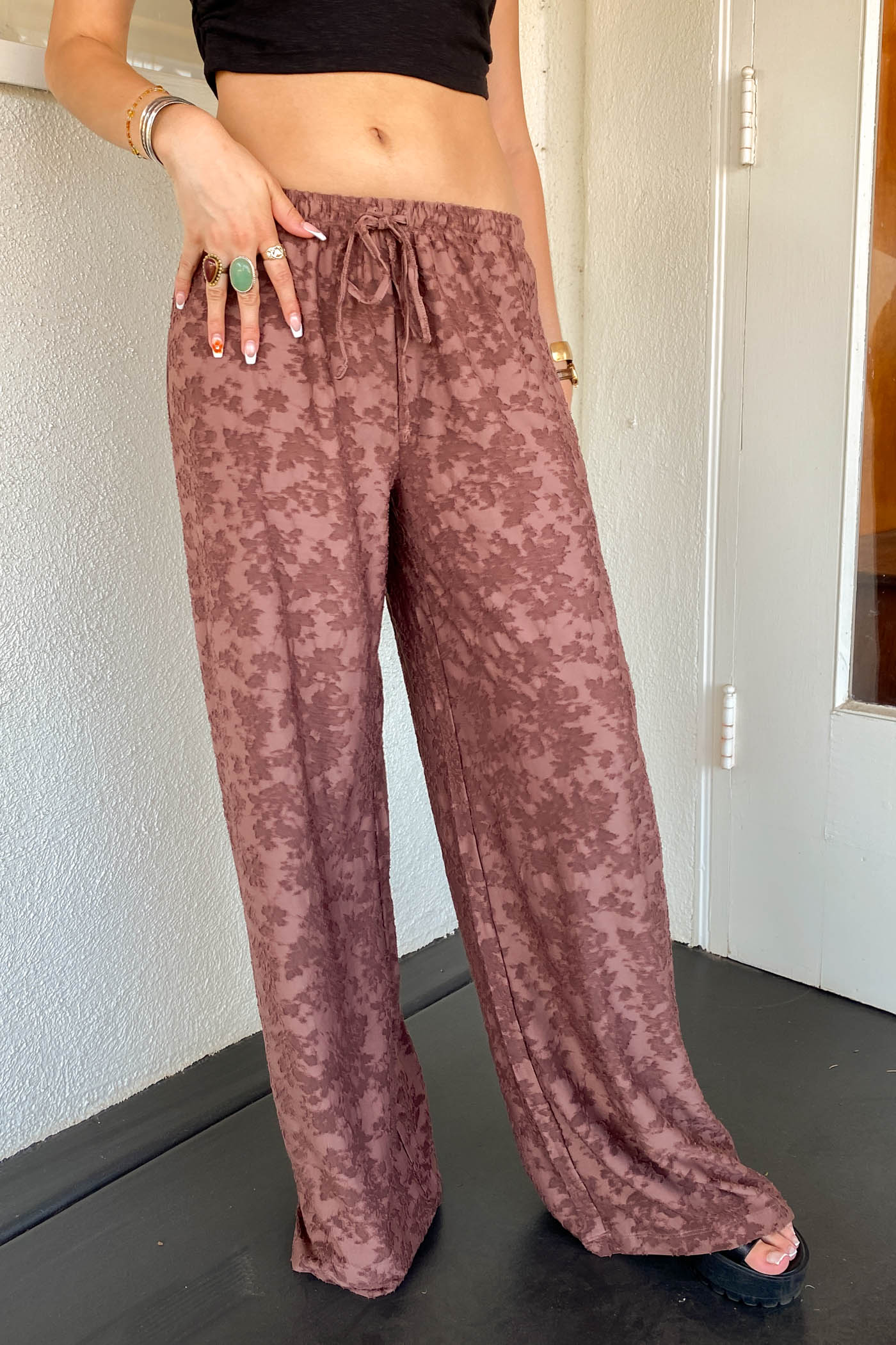 Textured Floral Pants