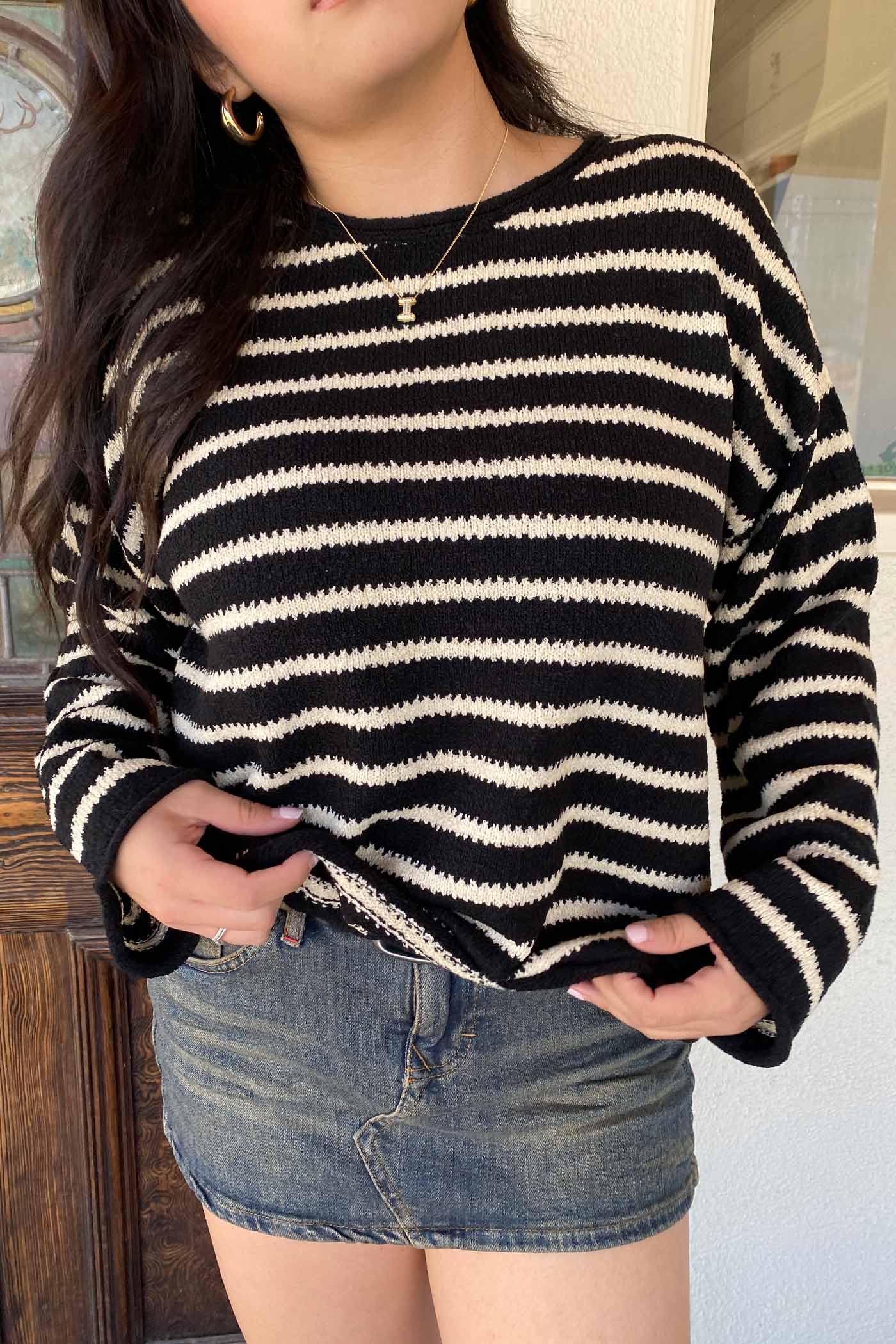 Oversized Striped Knit Sweater