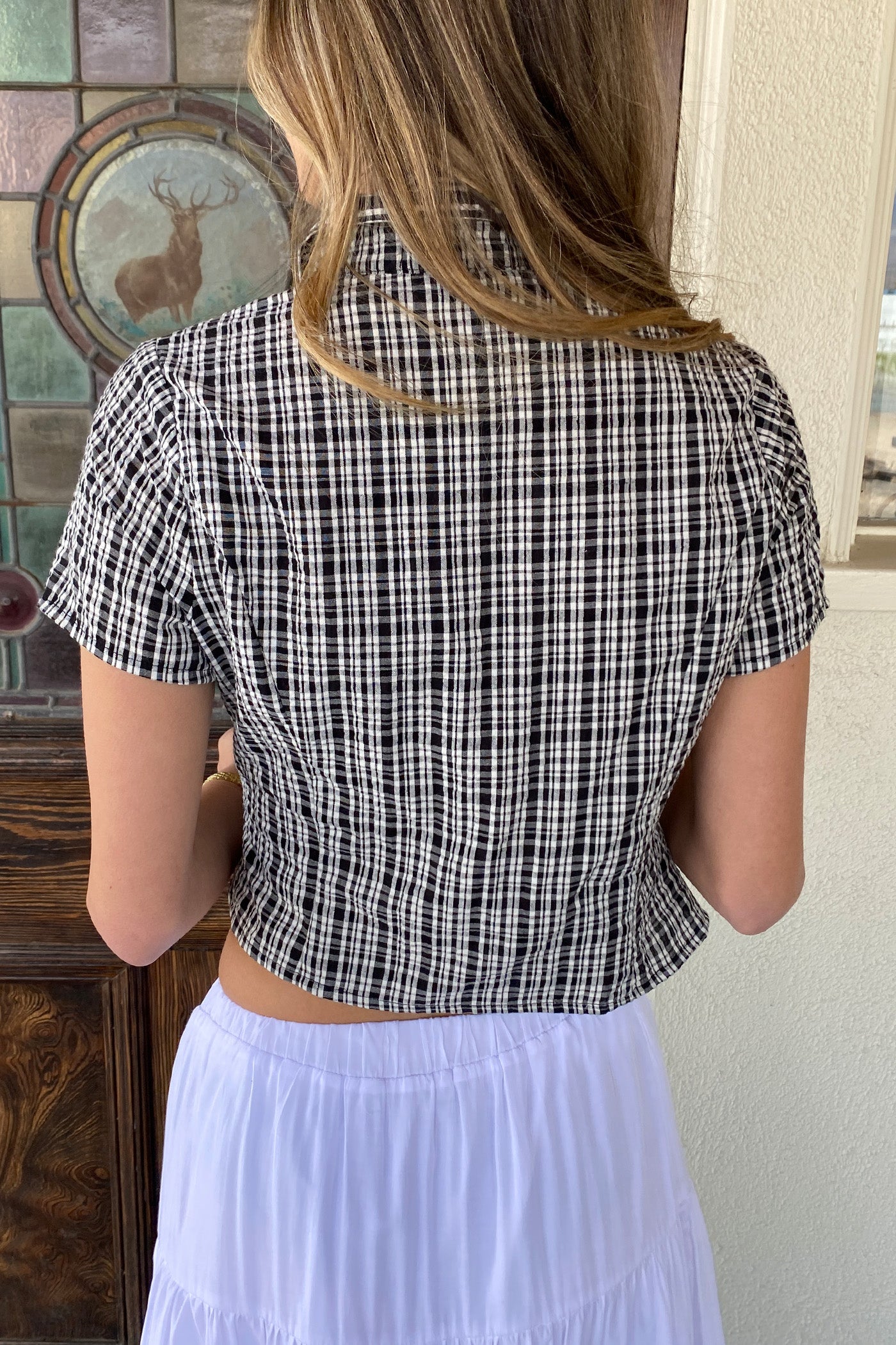 Plaid Short Sleeve Top