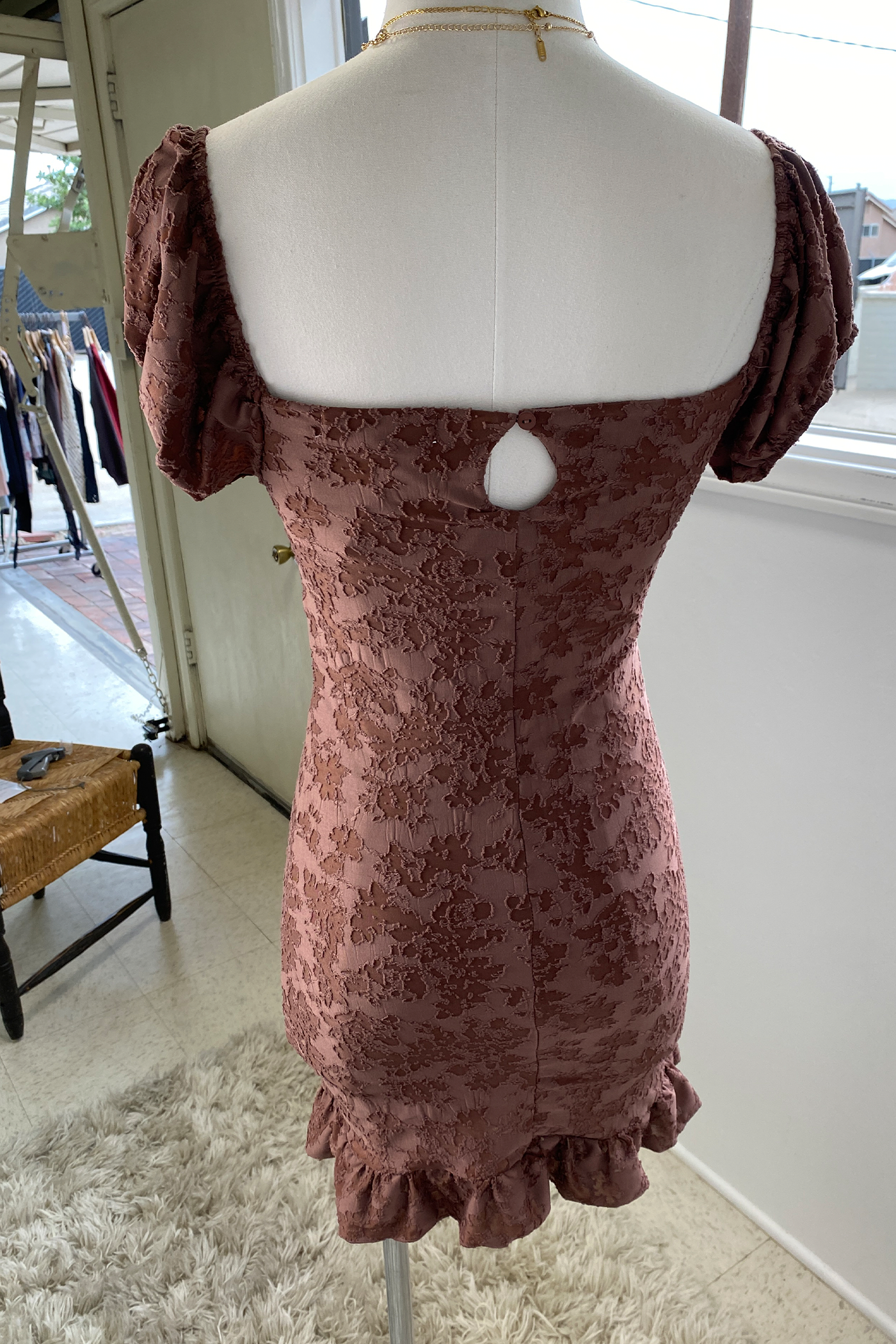 Textured Floral Mini Dress
