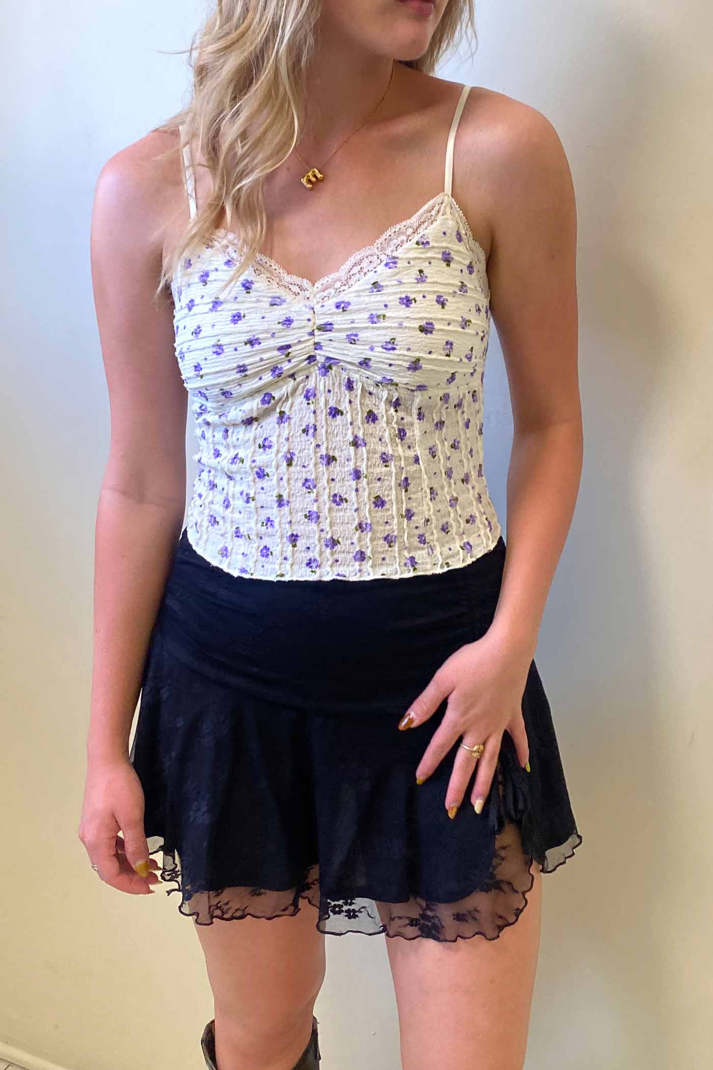 Textured Floral Cami Top