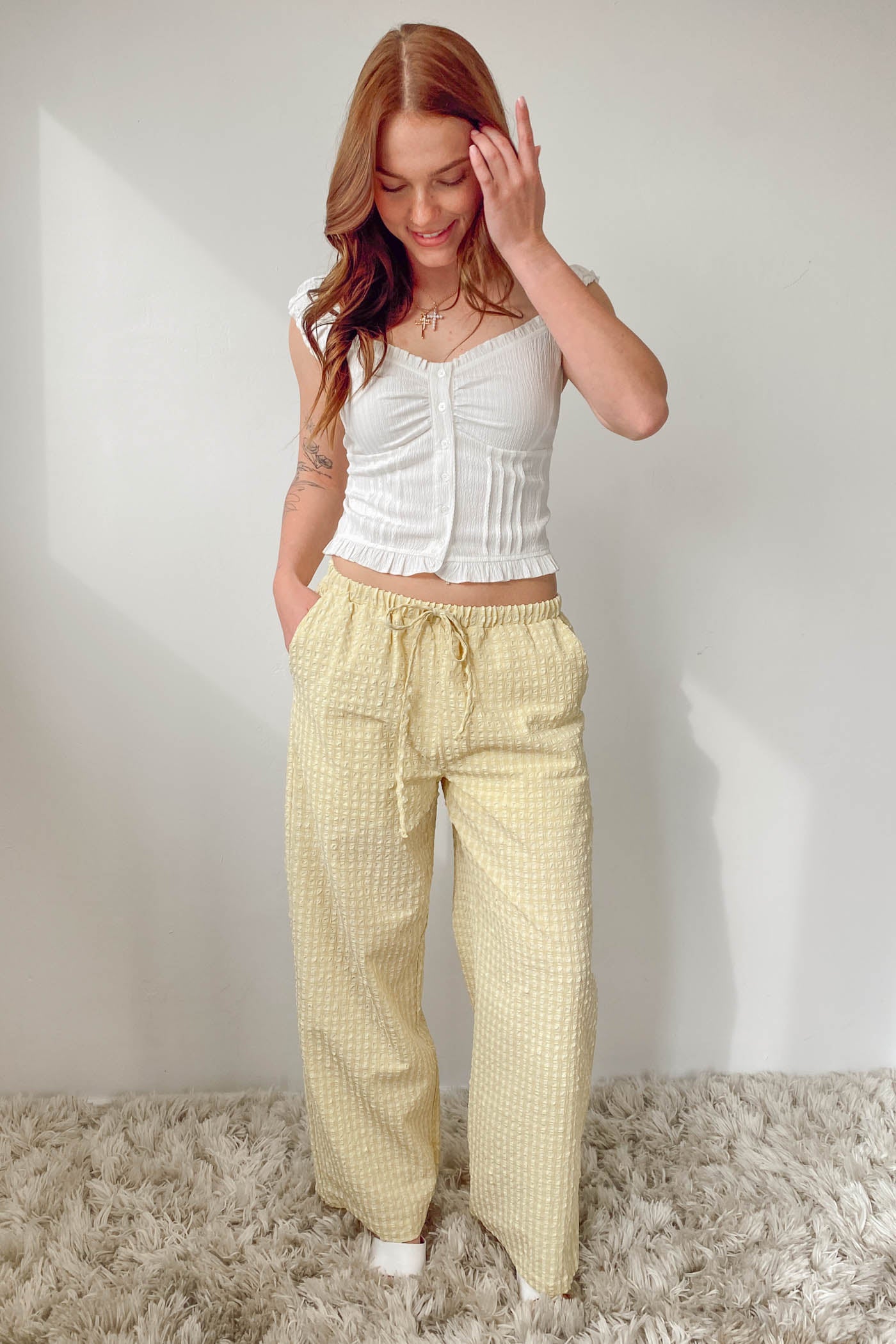 Wide Leg Pucker Pants