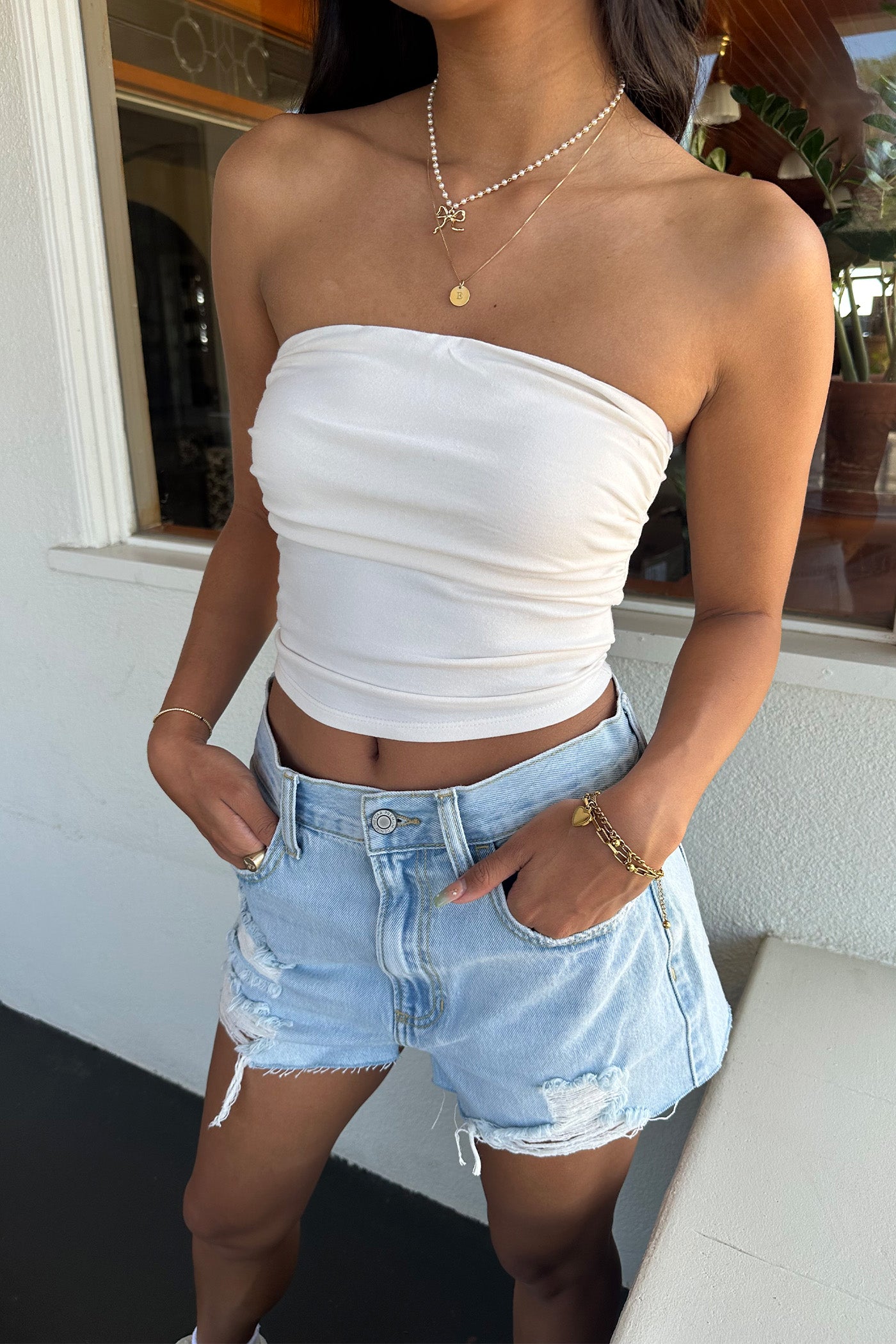 Strapless Ruched Top