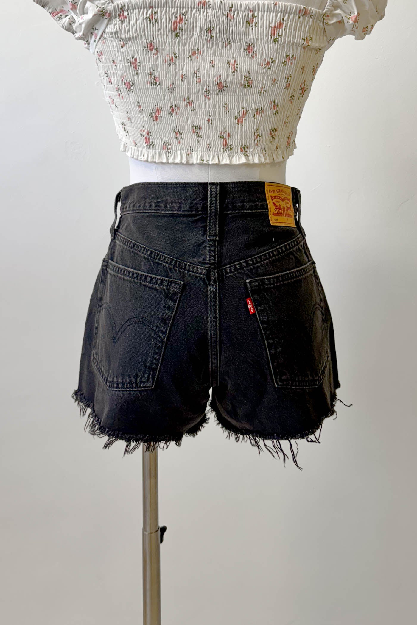 Lunar Black 501 Original Distressed Shorts by Levi's