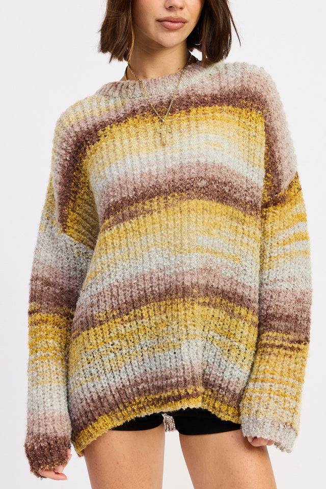 Striped Open Knit Sweater