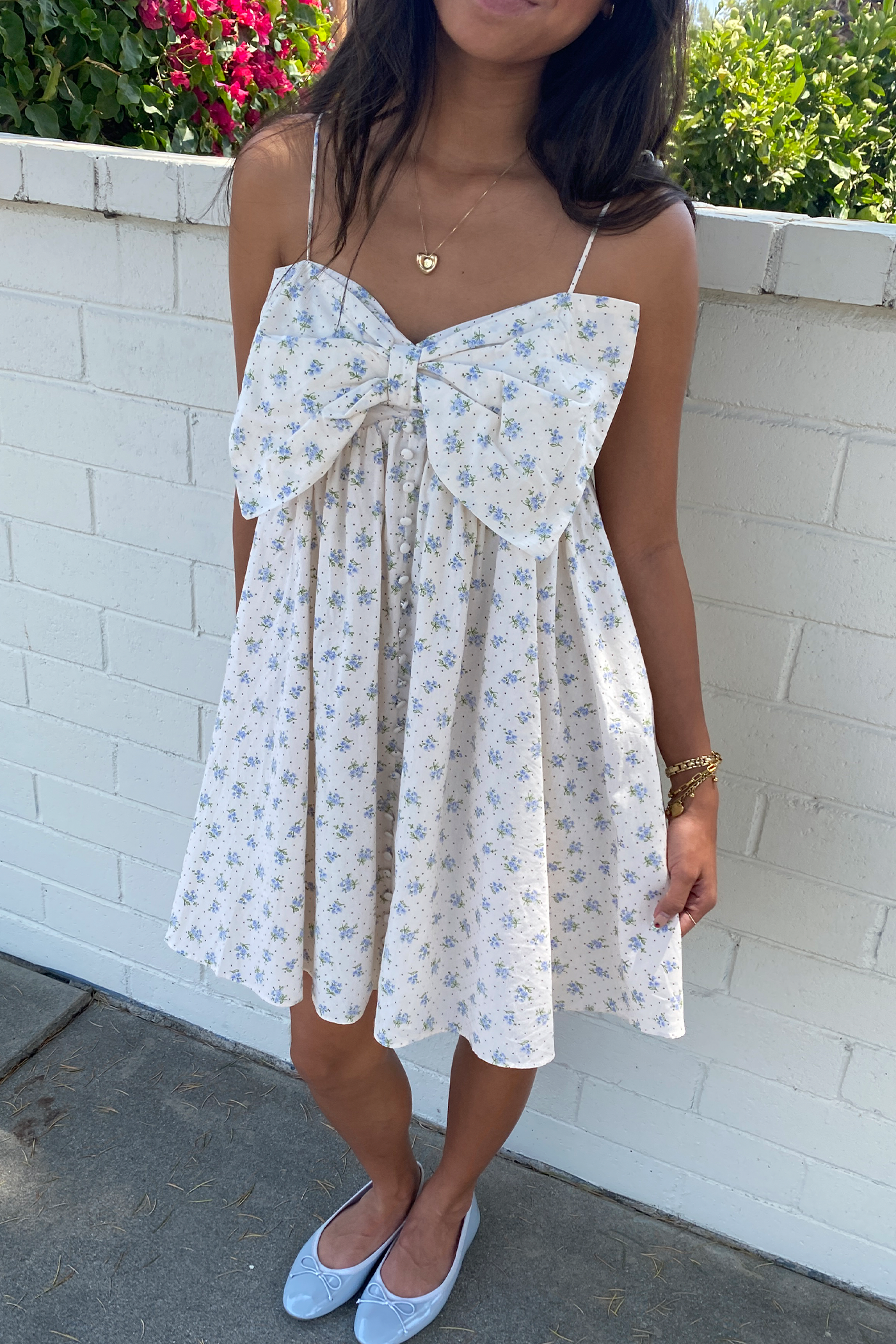 Floral Bow Mini Dress