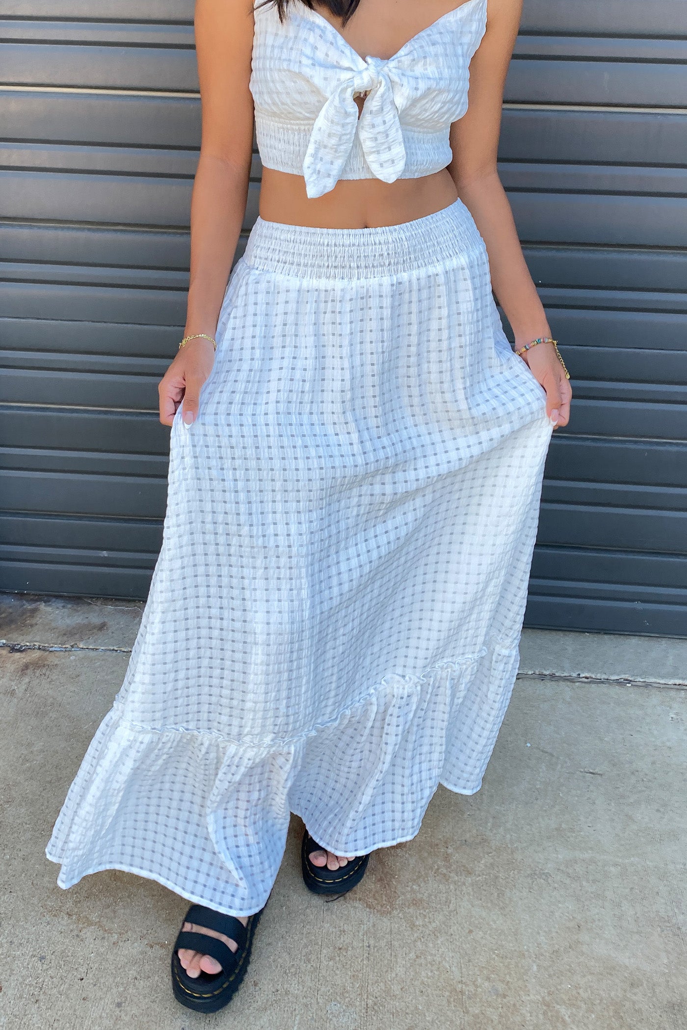 Square Stitch Maxi Skirt