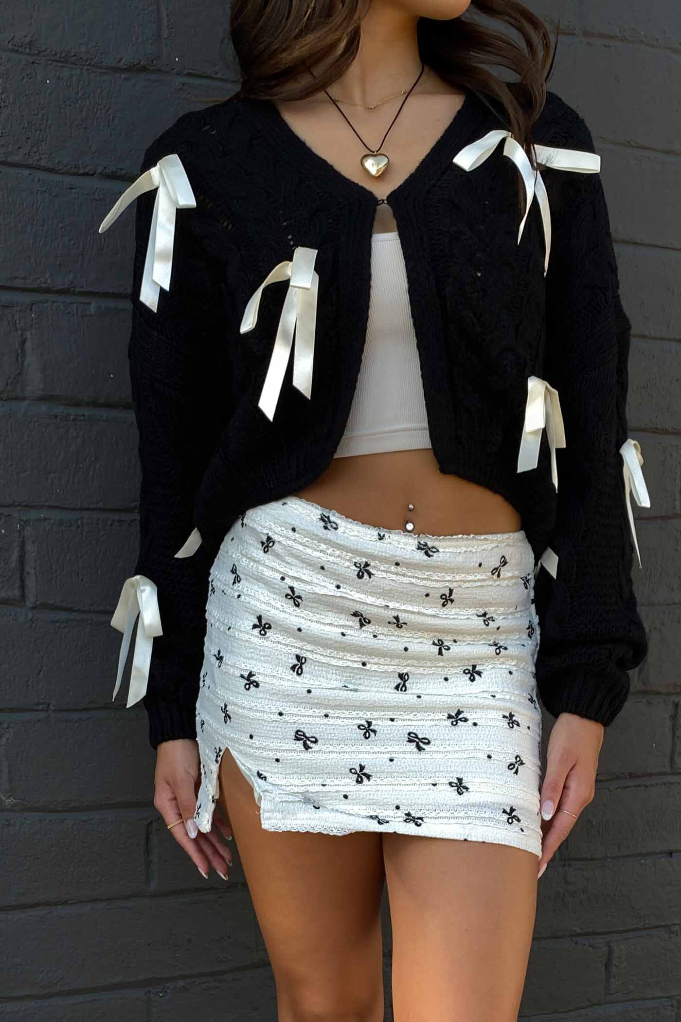 Bow Print Mini Skirt