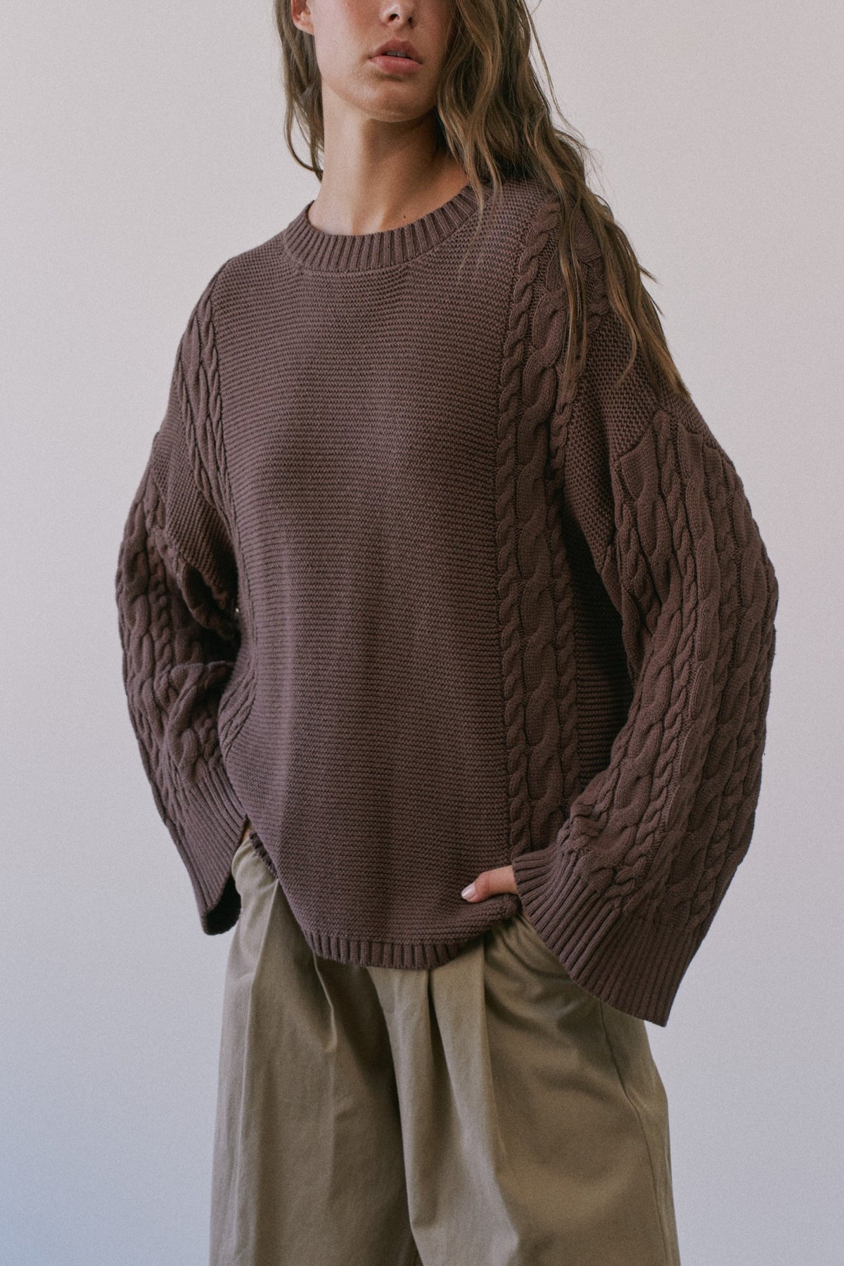 Cable Knit Sleeve Sweater