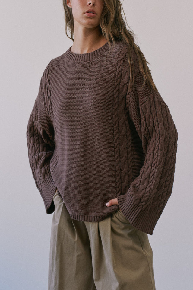 Cable Knit Sleeve Sweater