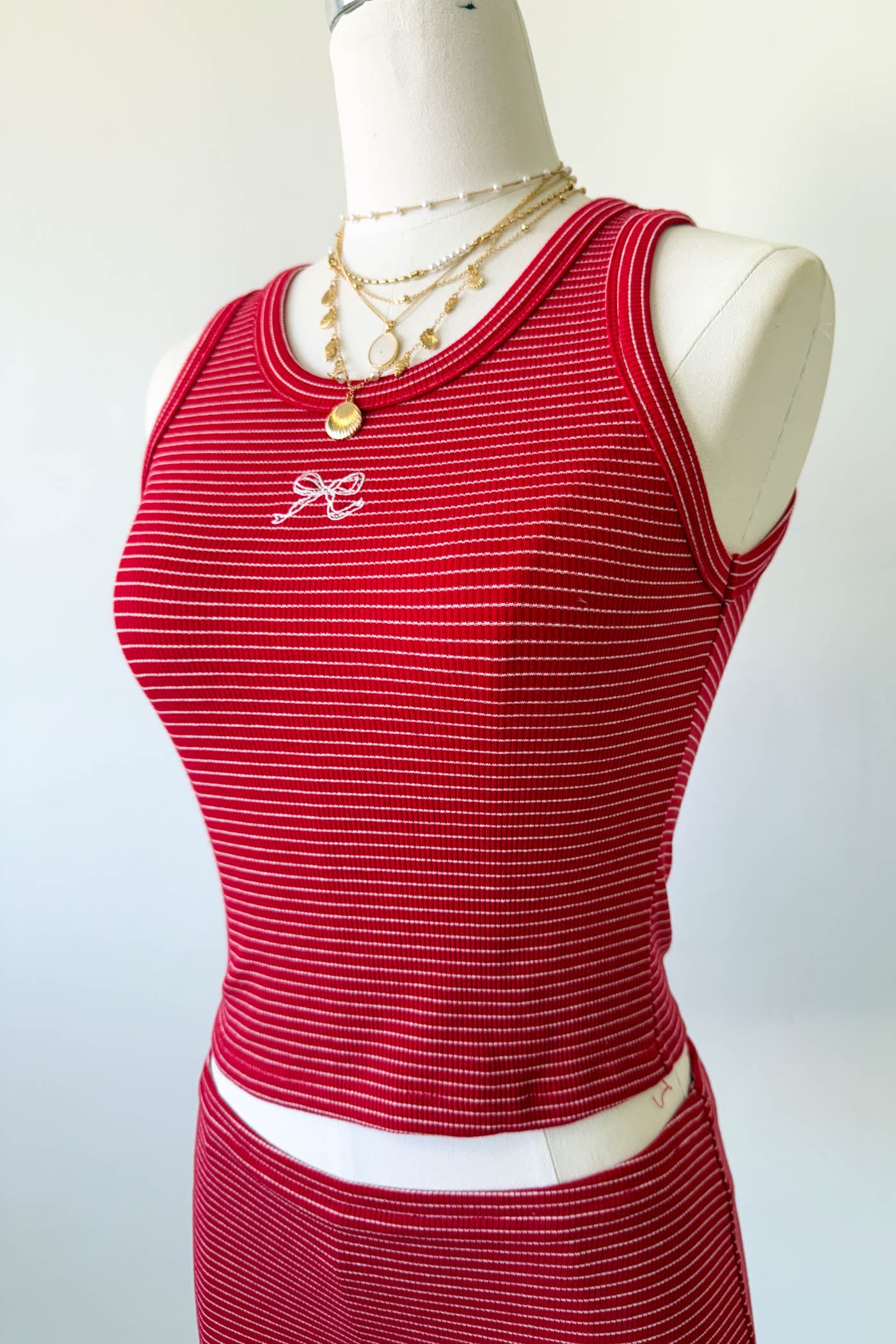 Striped Embroidered Tank Top