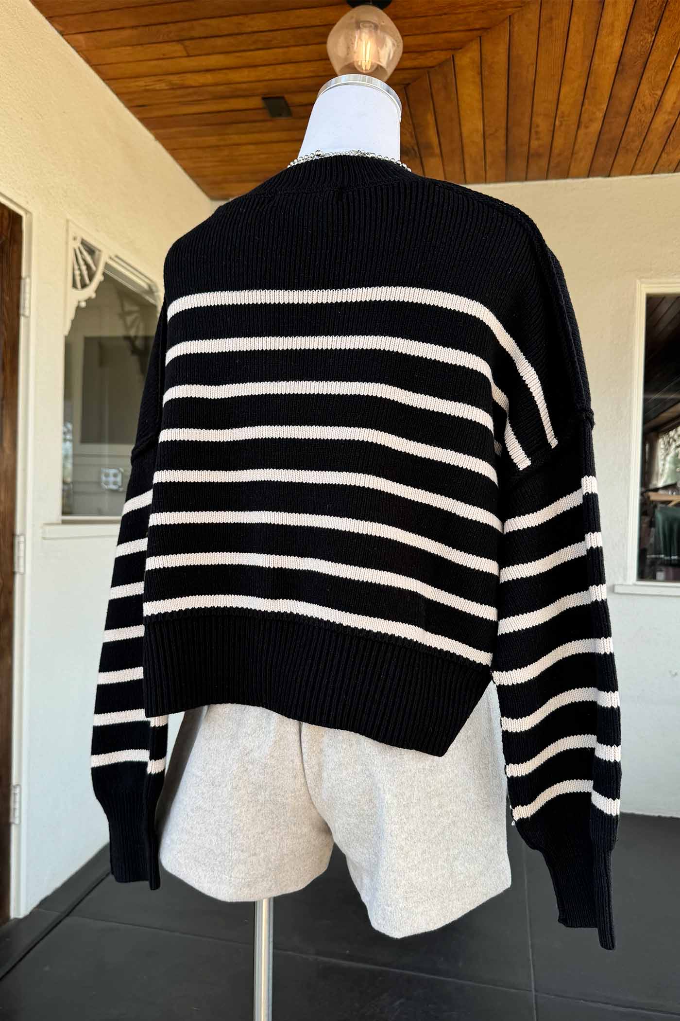 Striped Crop Sweater by For Good