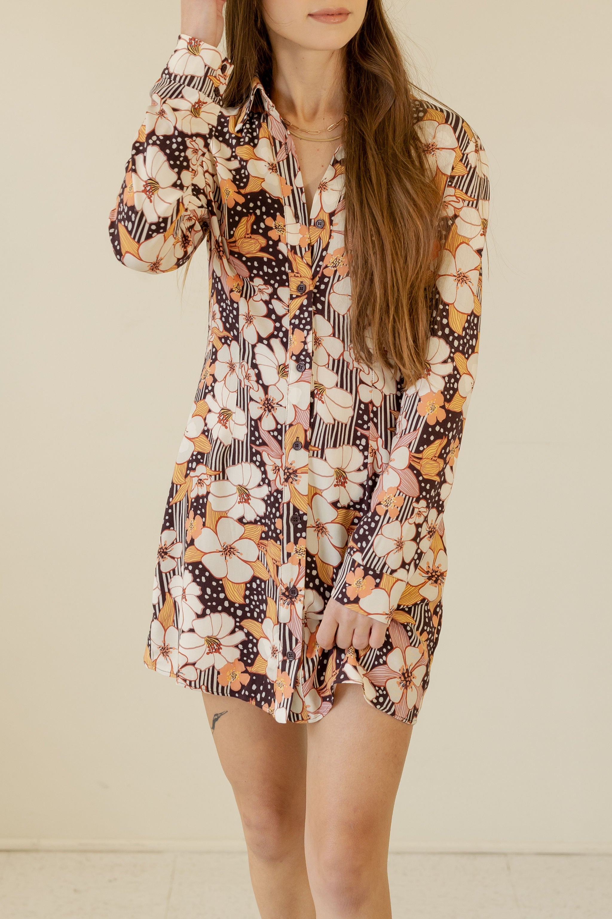 About Me Long Sleeve Floral Tunic by For Good