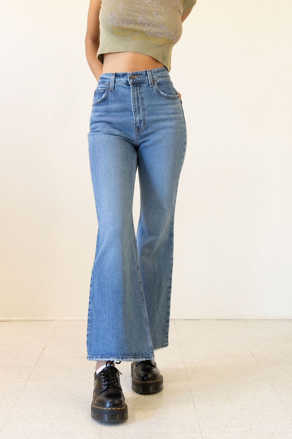 70s High Flare Long Bottom Jeans by Levi's