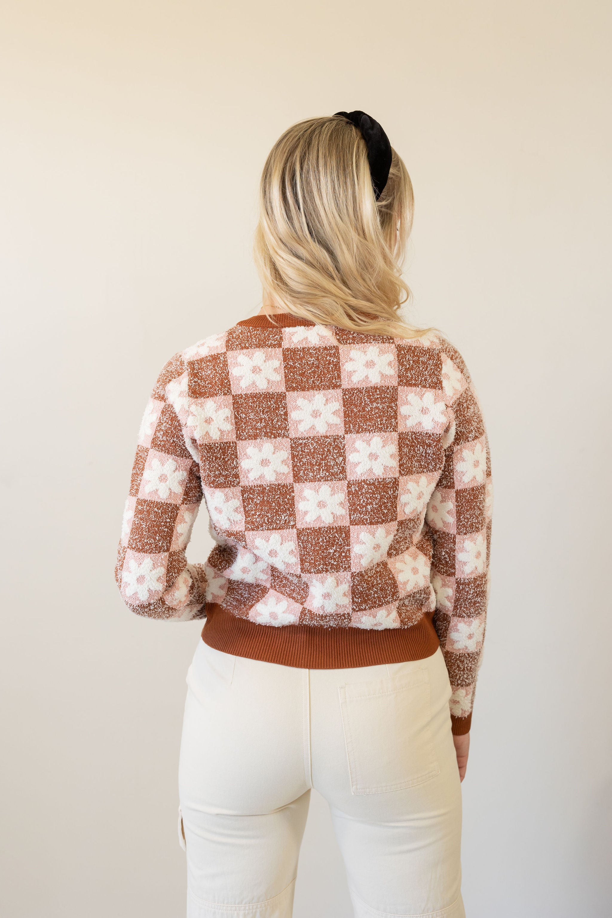Find Me Checkered Floral Cardigan by For Good