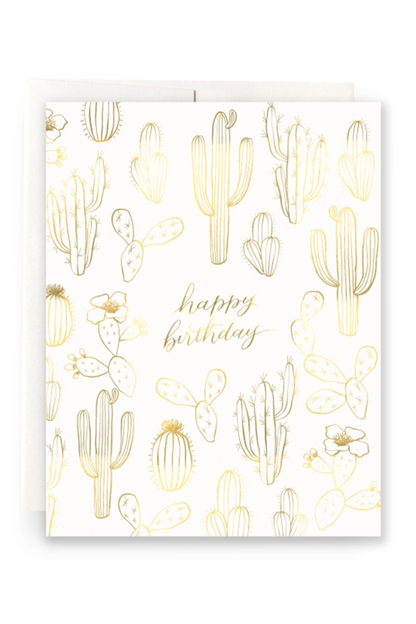 Gilded Cactus Birthday Card by Antiquaria